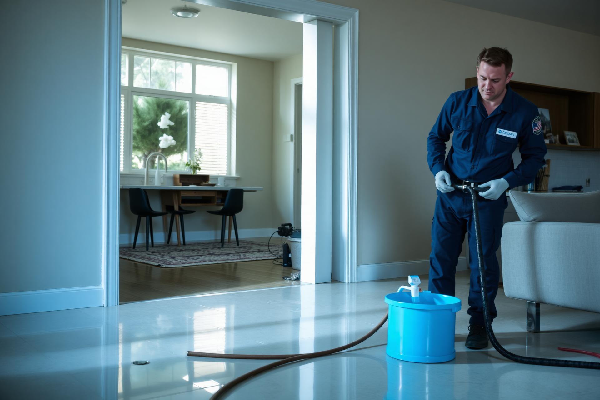 Restoration technician at work in a home